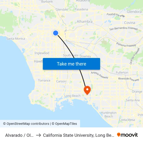 Alvarado / Olympic to California State University, Long Beach (CSULB) map