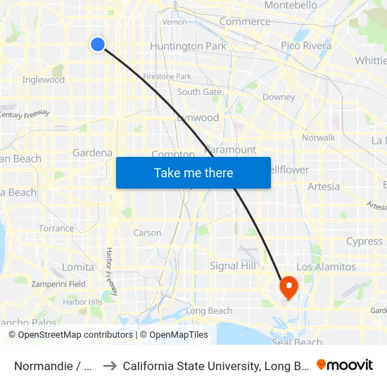Normandie / Slauson to California State University, Long Beach (CSULB) map
