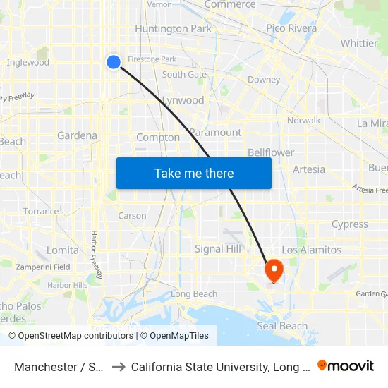 Manchester / San Pedro to California State University, Long Beach (CSULB) map