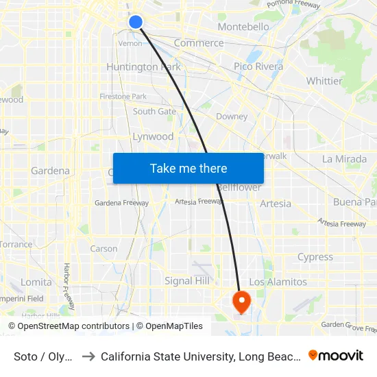 Soto / Olympic to California State University, Long Beach (CSULB) map