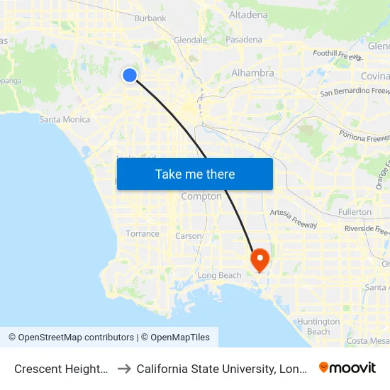 Crescent Heights / Sunset to California State University, Long Beach (CSULB) map