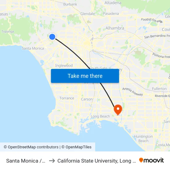 Santa Monica / Camden to California State University, Long Beach (CSULB) map