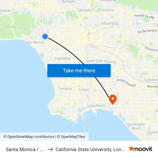Santa Monica / Westwood to California State University, Long Beach (CSULB) map