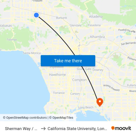 Sherman Way / Sepulveda to California State University, Long Beach (CSULB) map