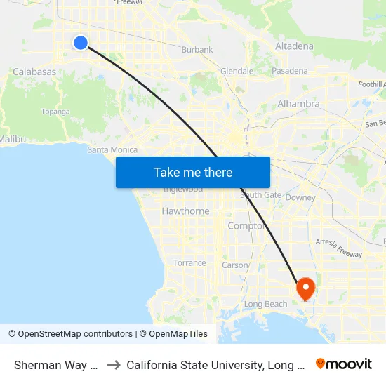 Sherman Way / Tampa to California State University, Long Beach (CSULB) map