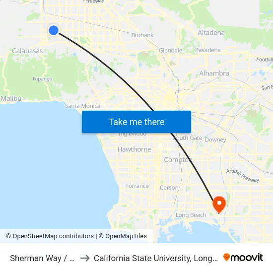 Sherman Way / Winnetka to California State University, Long Beach (CSULB) map