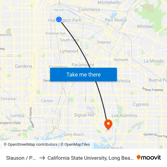 Slauson / Pacific to California State University, Long Beach (CSULB) map
