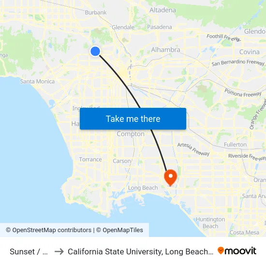 Sunset / Vine to California State University, Long Beach (CSULB) map