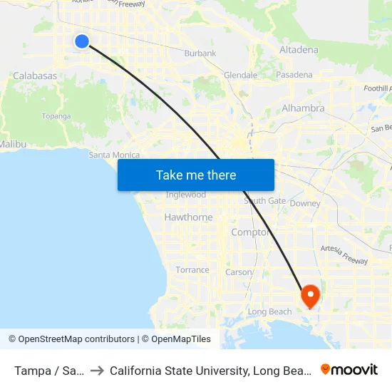 Tampa / Saticoy to California State University, Long Beach (CSULB) map