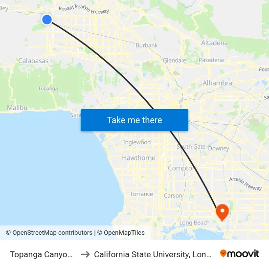 Topanga Canyon / Lassen to California State University, Long Beach (CSULB) map
