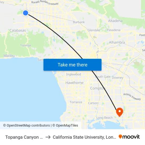 Topanga Canyon / Parthenia to California State University, Long Beach (CSULB) map