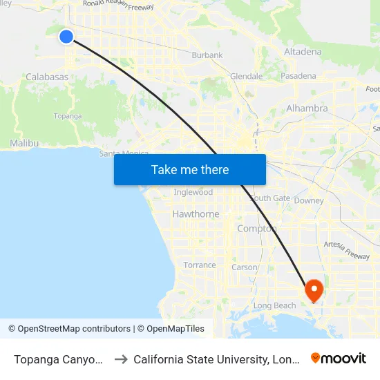 Topanga Canyon / Roscoe to California State University, Long Beach (CSULB) map