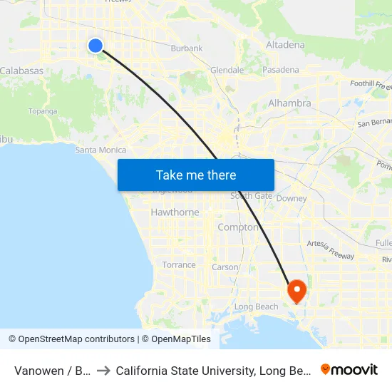 Vanowen / Balboa to California State University, Long Beach (CSULB) map