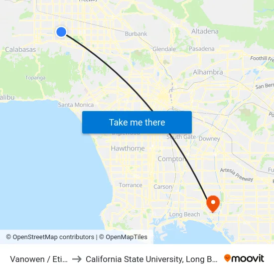 Vanowen / Etiwanda to California State University, Long Beach (CSULB) map