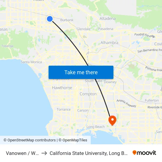 Vanowen / Whitsett to California State University, Long Beach (CSULB) map
