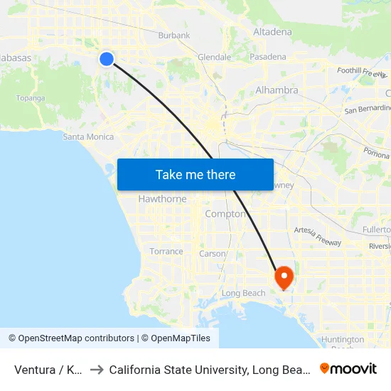 Ventura / Kester to California State University, Long Beach (CSULB) map