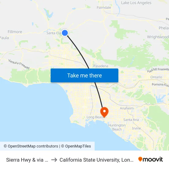 Sierra Hwy & via Princessa to California State University, Long Beach (CSULB) map