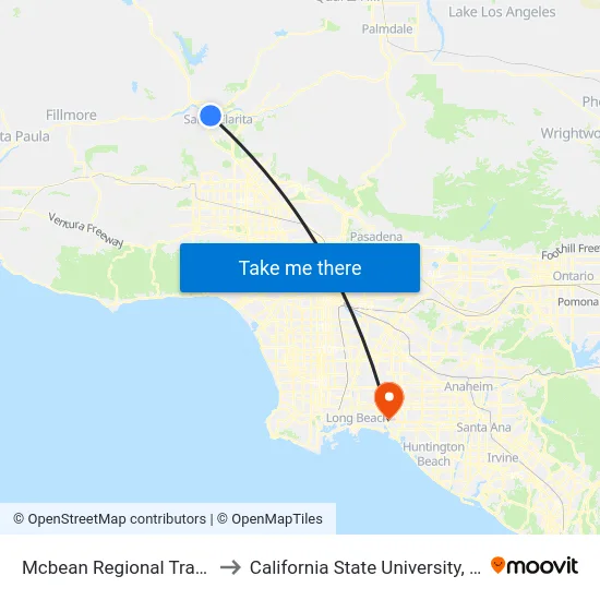 Mcbean Regional Transit Center (Mrtc) to California State University, Long Beach (CSULB) map