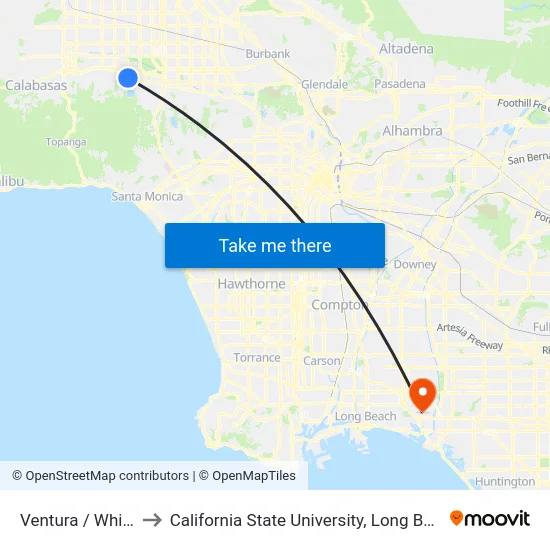 Ventura / White Oak to California State University, Long Beach (CSULB) map
