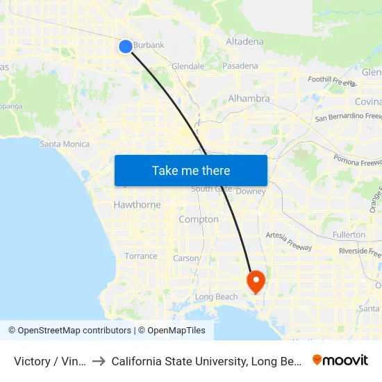 Victory / Vineland to California State University, Long Beach (CSULB) map