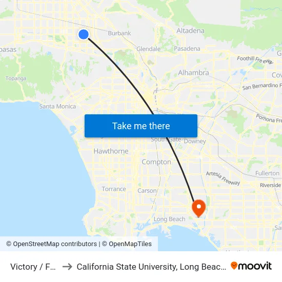 Victory / Fulton to California State University, Long Beach (CSULB) map