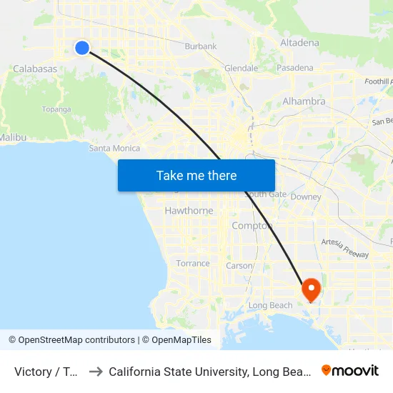 Victory / Tampa to California State University, Long Beach (CSULB) map
