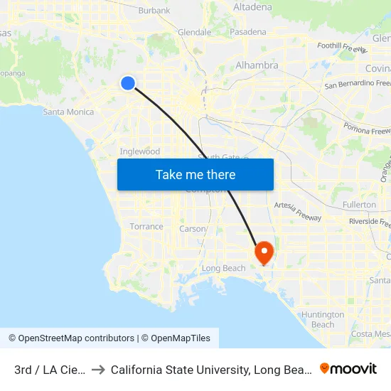 3rd / LA Cienega to California State University, Long Beach (CSULB) map