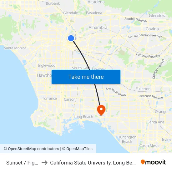 Sunset / Figueroa to California State University, Long Beach (CSULB) map