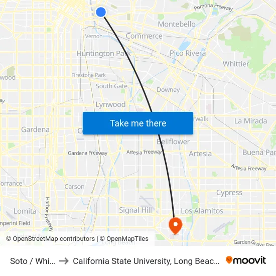 Soto / Whittier to California State University, Long Beach (CSULB) map