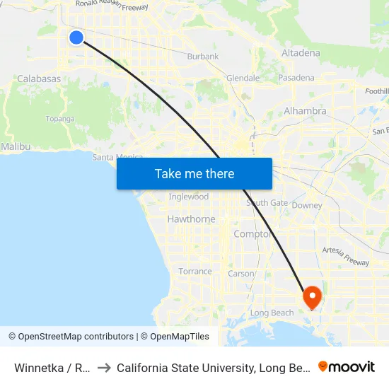 Winnetka / Roscoe to California State University, Long Beach (CSULB) map