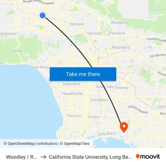 Woodley / Roscoe to California State University, Long Beach (CSULB) map