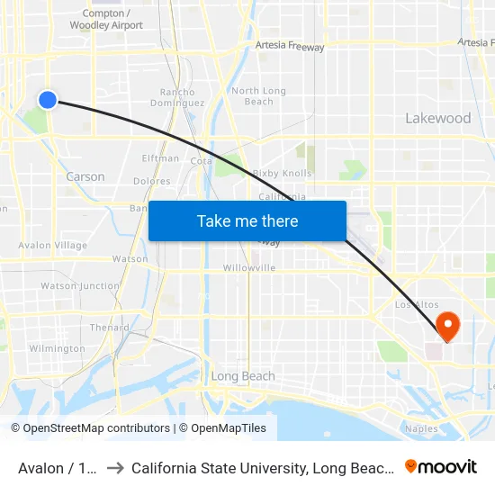 Avalon / 189th to California State University, Long Beach (CSULB) map