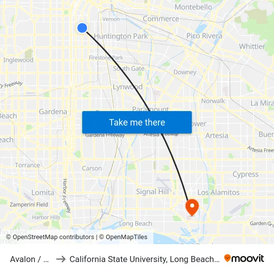 Avalon / 51st to California State University, Long Beach (CSULB) map