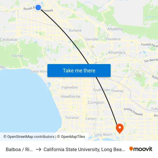 Balboa / Rinaldi to California State University, Long Beach (CSULB) map