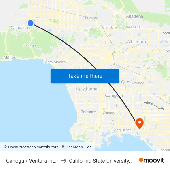 Canoga / Ventura Freeway Off Ramp to California State University, Long Beach (CSULB) map