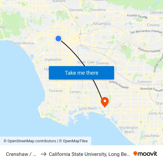 Crenshaw / Venice to California State University, Long Beach (CSULB) map
