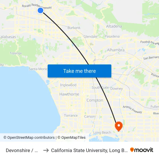 Devonshire / Woodley to California State University, Long Beach (CSULB) map
