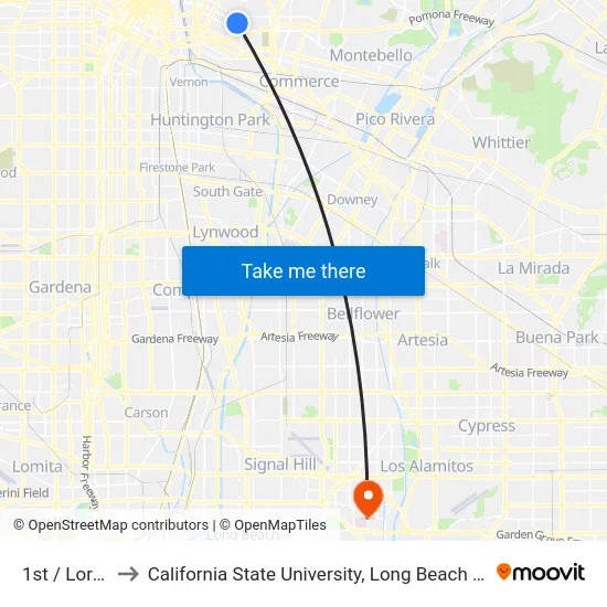 1st / Lorena to California State University, Long Beach (CSULB) map