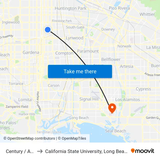 Century / Avalon to California State University, Long Beach (CSULB) map