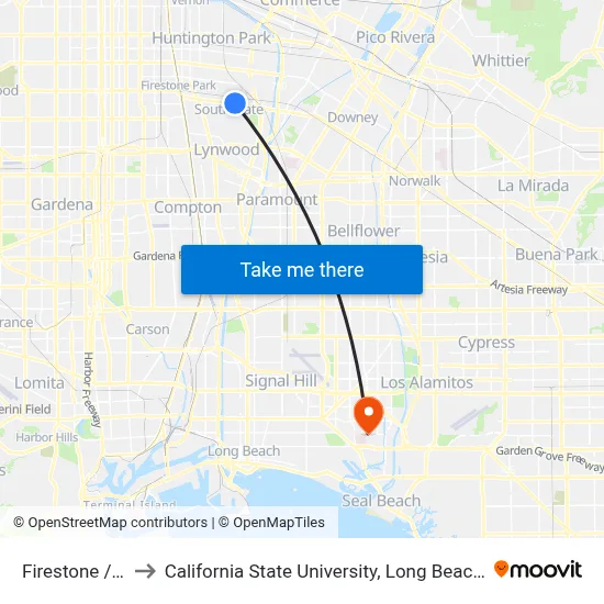Firestone / Otis to California State University, Long Beach (CSULB) map