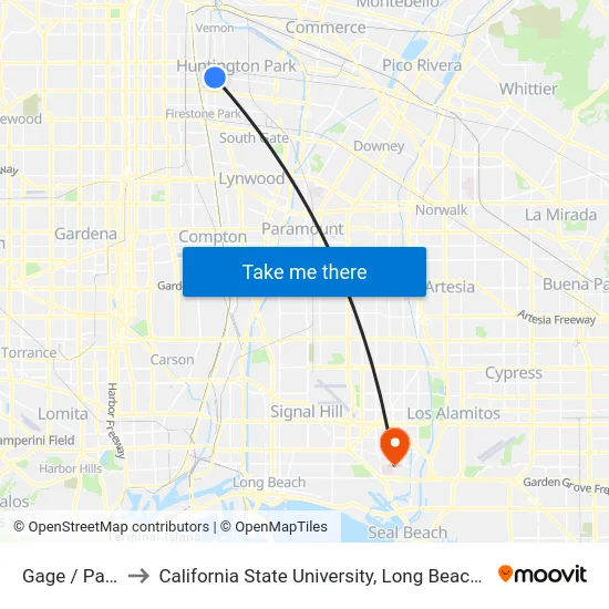 Gage / Pacific to California State University, Long Beach (CSULB) map