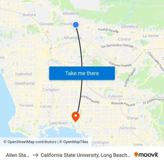 Allen Station to California State University, Long Beach (CSULB) map