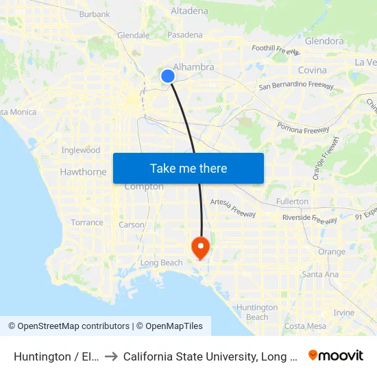 Huntington / El Sereno to California State University, Long Beach (CSULB) map