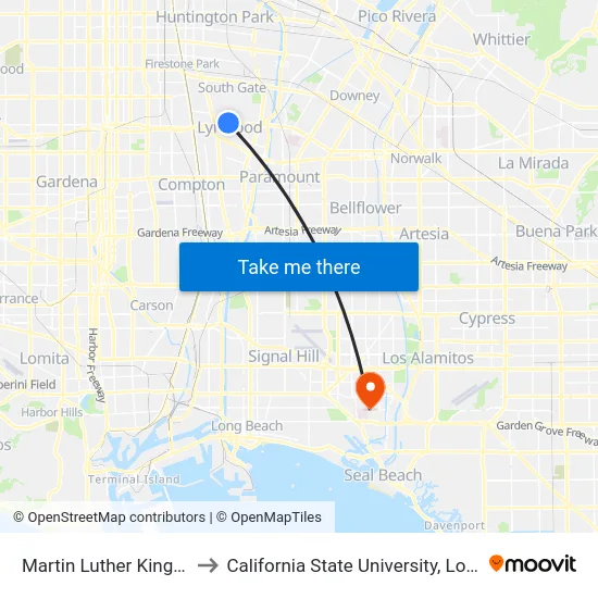 Martin Luther King Jr / Imperial to California State University, Long Beach (CSULB) map