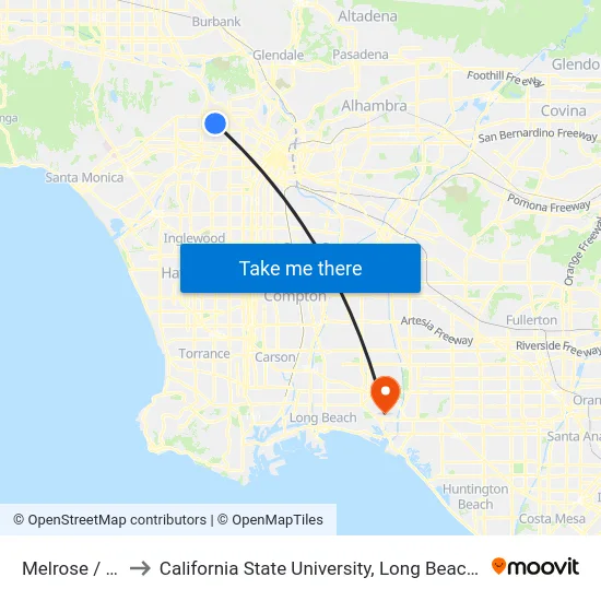 Melrose / Vine to California State University, Long Beach (CSULB) map