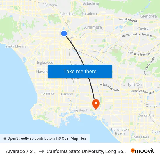 Alvarado / Sunset to California State University, Long Beach (CSULB) map