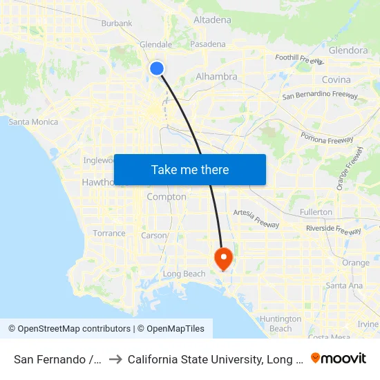 San Fernando / Fletcher to California State University, Long Beach (CSULB) map