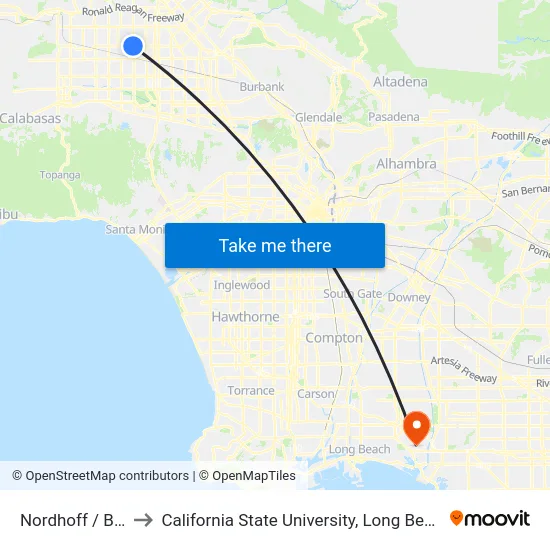 Nordhoff / Balboa to California State University, Long Beach (CSULB) map