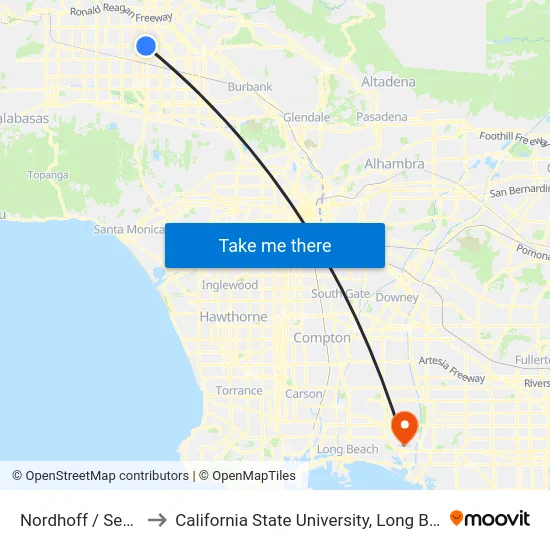 Nordhoff / Sepulveda to California State University, Long Beach (CSULB) map