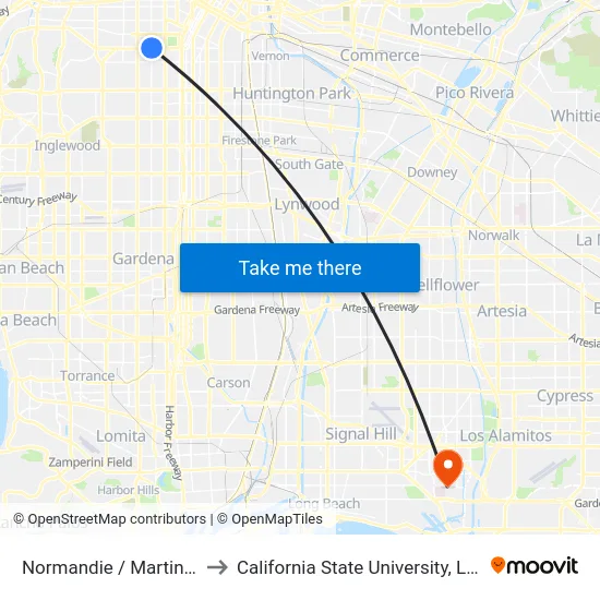 Normandie / Martin Luther King Jr to California State University, Long Beach (CSULB) map